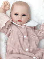 Poupée Reborn Fille R&B de 18 Pouces, Réaliste, Mignonne, Yeux Bleus Ouverts, avec de Longues Cils