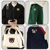 Patch en polaire ours à thermocoller pour sweat à capuche, design animal, vente en gros d'usine, patch DIY pour vêtements