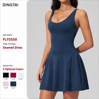 Robe de yoga et de tennis pour femmes certifiée GCC Dingtai, bretelles spaghetti, poche latérale, short intégré, extensible dans quatre directions, séchage rapide, respirante