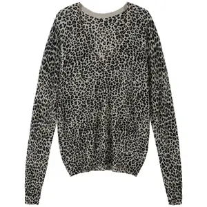 2024 Custom OEM & ODM Ladies SpringSummer hip-hop V Neck long sleeve with all-over leopard print Pullover Knitted Sweater