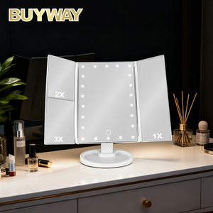 Xách Tay Gấp Trang Điểm Gương Với Ánh Sáng LED Plastci Du Lịch Mỹ Phẩm Gương Vẻ Đẹp Gương Thông Minh Điều Khiển Cảm Ứng 180 ° Xoay - Product Image 1