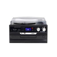 Vente en gros de lecteur de disques vinyles 8 en 1, lecteur CD/cassette/USB SD/Bluetooth/radio AM FM, vitesses 33/45/78 tours, lecteur de disques vinyles LP