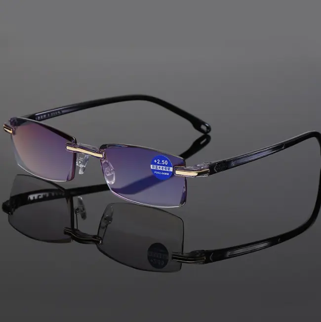 2022 Folding Bril Leesbril Mannen Anti Blauw Stralen Presbyopie Bril Vrouwen Vintage Randloze Brillen