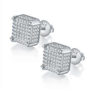 Mát đầy đủ Kim cương Vuông S925 Bạc moissanite hip-hop Stud Bông tai cho phong cách mặc hàng ngày và độc đáo Punk rap dịp - Product Image 5