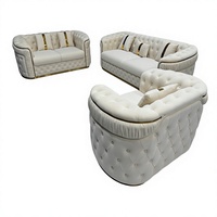 Ensemble de canapés YOUJING SOFA11 en cuir véritable, style italien, luxe léger, avec surpiqûres, en forme de U, garni de latex, pour salon américain