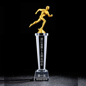 Aduana <span class=keywords><strong>de</strong></span> Metal plateado hombre corriendo deportes reproductor <span class=keywords><strong>de</strong></span> premios <span class=keywords><strong>de</strong></span> cristal - Product Image 4
