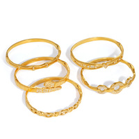 Bracelet Gaovo Premium Luxe Léger 2 Styles Serpent Pavé CZ + Design en V Plaqué Or Acier Inoxydable Bijoux de Mode Femme
