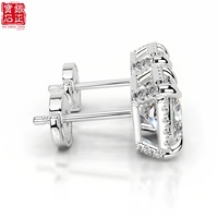 Boucles d'oreilles clous tendance en argent sterling 925 plaqué or avec moissanite taille princesse et halo, bijoux de mariage pour femmes, vente en gros