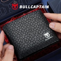 BULLCAPTAIN Dompet Pria Multi-slot Tempat Kartu Kredit Dompet Kasual untuk Pria Tas Baru Dompet Kulit Asli Dompet Uang Kecil