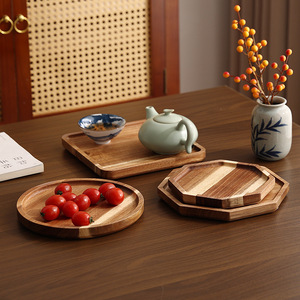 Acacia Wood Tray Square Solid Wood <b>Teacup</b> Dessert Coffee Snack Plate Durable Hotel Food Serving Trays - Product Image 1