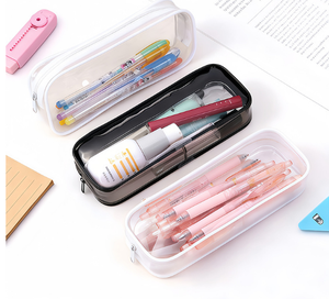 Transparent PVC Pencil Case Zipper Pen Pouch Portable Cosmetic <b>Bag</b> for Travel <b>School</b> Office - Product Image 1