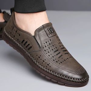 Chaussures décontractées pour hommes en cuir, nouveau style 2026, une seule pièce, semelle souple et surface souple, antidérapantes, pour la conduite - Product Image 3