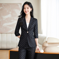 2024 nouveau été Plaid femmes costume veste petit Senior formel professionnel avec décontracté petit sens petit costume professionnel