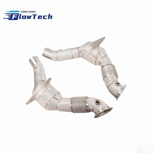 Downpipe en acier inoxydable T304 avec bouclier thermique pour Ferrari 488 3.9T V8 Race - Product Image 3