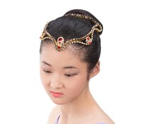 Beau casque professionnel de performance de ballet de danse en diamant doré