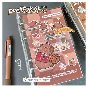 80 fogli di cartone animato capibara raccoglitore foglie sciolte taccuino Kawaii 6 anelli Biner Planner Mini Notebpad Diaryjournal taglio Planner - Product Image 3