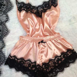 Conjuntos de Lencería Sexy de Satén para Mujer, Vestido de Dormir, Lencería, Pijama, Ropa Interior Transpirable con Encaje para Mujer Madura - Product Image 2