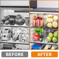 Lot de 4 boîtes de rangement empilables transparentes pour réfrigérateur, pour garde-manger, aliments, légumes, fruits