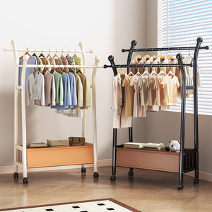 Di alta qualità a doppio palo porta stoffa stendino in metallo <span class=keywords><strong>appendiabiti</strong></span> con cesto di stoccaggio imbottito - Product Image 6