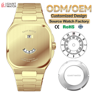 Montre de luxe classique pour homme avec affichage des heures sautantes, boîtier brossé, mouvement ST1721, bords polis, acier inoxydable - Product Image 1