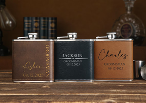 En stock aux États-Unis : Gourde à whisky en acier inoxydable avec étui en cuir, Flagon de voyage pour whisky et vin, Ensemble de verrerie pour homme - Product Image 3