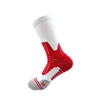 Chaussettes de sport en polyester et nylon, motif personnalisé, logo, rouge et blanc contrastés, coussinées, pour le basketball et la course à pied
