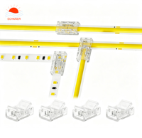 Connecteur de bande LED transparent sans soudure 2 broches en L ou en T de 8 mm et 10 mm pour bandes LED COB et SMD haute densité