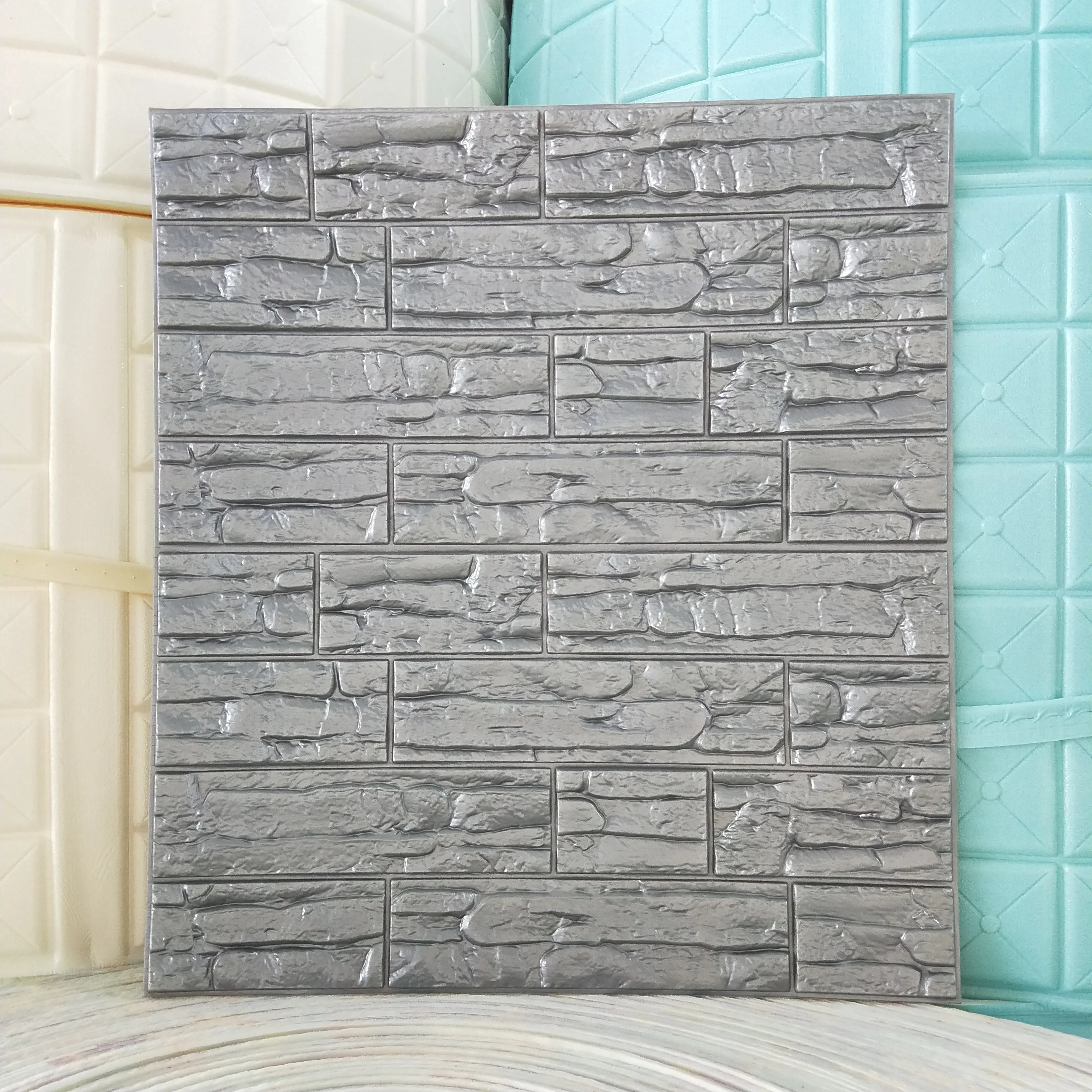 Amazon Europe Hot Sale best quality new product latest design pvc 3d brick wall sticker 3d wallpanel 70*77 home decor pe foam