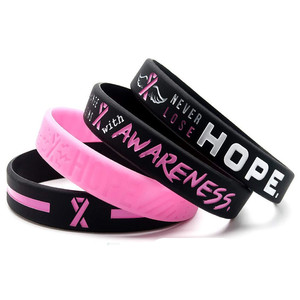 Bracelets en silicone de sensibilisation au cancer du sein d'événements de ruban rose personnalisés bon marché - Product Image 6