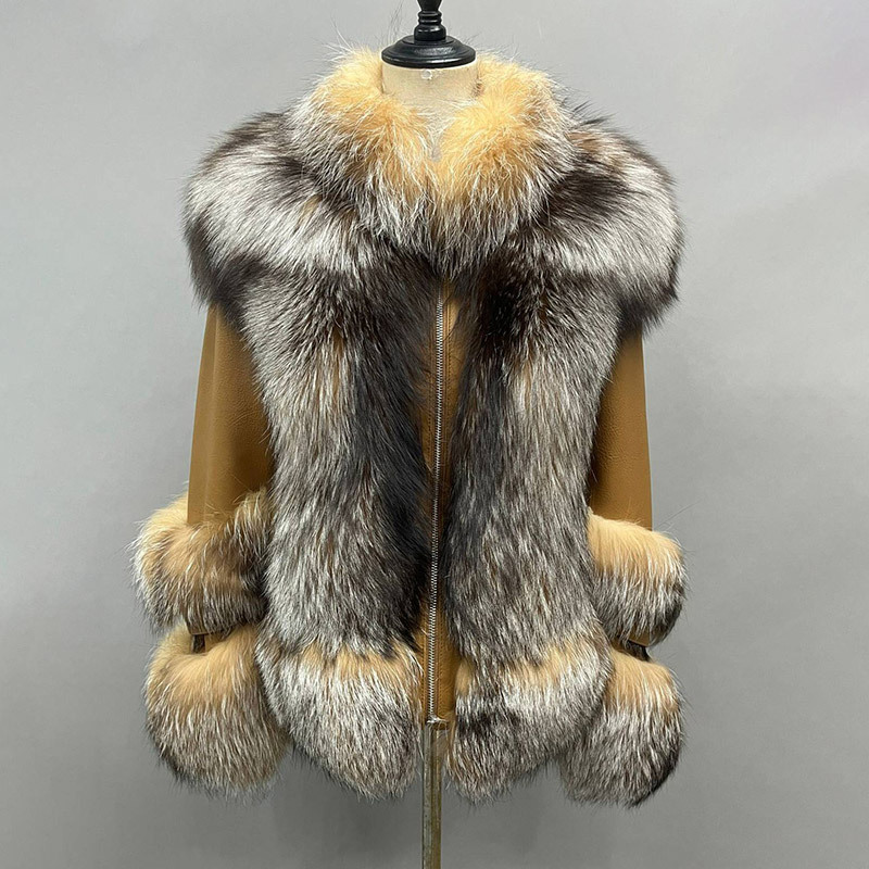 Veste En Fourrure Renard Roux Et Blanc Vintage - Taille 38 - Très Bon état