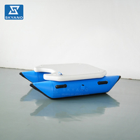 Radeau gonflable bleu et blanc en PVC Ripstop étanche sur mesure pour l'interaction aquatique en plein air