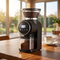 Moulin à café conique numérique à broyeur à meules coniques pour la maison, fonction anti-statique, trémie à grains auto-scellante 160g, réservoir à café moulu amovible 100g