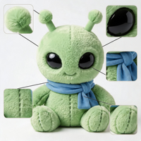 Fabricant Professionnel – Peluche Alien Vert Personnalisée en Coton (98% Fidélité) – Certifiée CE EN71 ASTM UKCA – Jouet Doux Rembourré – Cadeau d'Anniversaire pour Fans