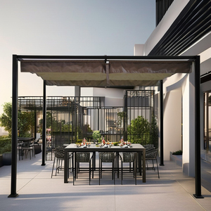 Pérgola Bioclimática Moderna para Jardín Exterior, Marco de Aluminio Ecológico, Tela de PVC Impermeable, Techo Retráctil, Toldo Económico y Natural - Product Image 2