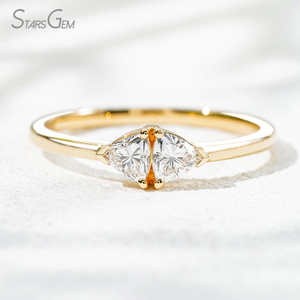 18K สีเหลืองทอง Toi et Moi ล้านล้านตัด3.8*3.8มม Def VS หลวมห้องปฏิบัติการปลูกเพชรแหวนหมั้น - Product Image 1