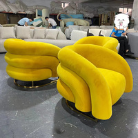 Fauteuils modernes pour hall d'hôtel, chaises d'appoint pour chambre à coucher, lot de 2 pour salon, fauteuil individuel de luxe en velours, canapé une place