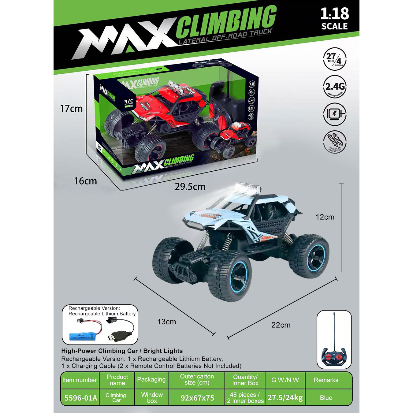 Potente Crawler - Azul [Recargable] con Caja de Ventana