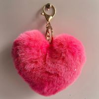Vente Directe Usine Porte-clés Cœur Peluche Rouge Charm Sac en Feutre Doux Rose Forme d'Anneau Porte-clés en Peluche