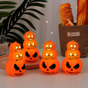 Linterna de calabaza de tres capas LED vela sin llama Halloween impreso ambiente festivo luz decoración del hogar adornos al aire libre fiestas - Product Image 3