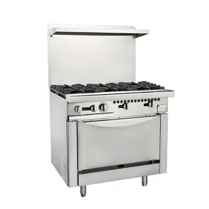 Commercial Stainless Steel Cooking 4 Burner Gas Ranges Gas Cooking Combination for Restaurant