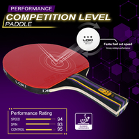 Raquette de tennis de table en bois pur de haute qualité, fabriquée par un fabricant de renom, avec sac de transport à fermeture éclair.