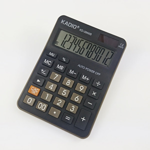 Calculatrice de bureau Kadio KD-3866B à 12 chiffres, alimentation solaire, calculatrice financière de bureau, noire, double alimentation - Product Image 3