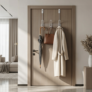 Crochet mural en fer à double fil sans perçage, design moderne, multifonctionnel pour portes et salles de bain - Product Image 1