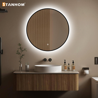 Miroir LED lumineux STNAHOM pour salle de bain, miroir rond en aluminium avec cadre, résistant à l'eau