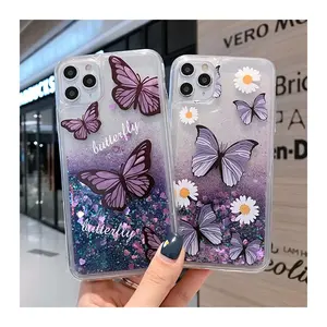 Luxury Design Purple Butterfly Star Epoxy Glitter Shockproof Girls Phone Cases For iPhone 14 13 12 15 Pro Max Bling Phone Cover