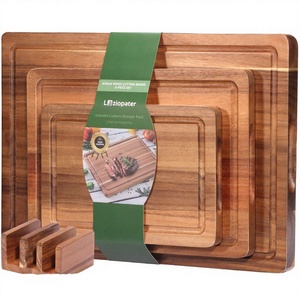 Juego de 3 Tablas de Cortar Rectangulares de Madera de Acacia Lazipater, No Tóxicas, de 2.0 cm de Grosor, con Asa y Soporte de Almacenamiento - Product Image 2