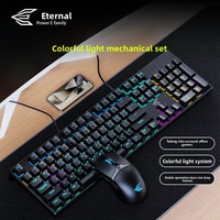 Clavier de jeu filaire mécanique véritable Power E Family GK100, ensemble de souris de jeu pour ordinateur portable et ordinateur de bureau
