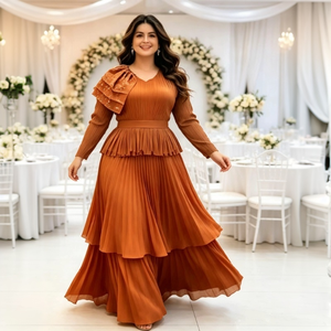 <span class=keywords><strong>Abiti</strong></span> <span class=keywords><strong>da</strong></span> ballo all'ingrosso <span class=keywords><strong>per</strong></span> donna 2026: Abito lungo elegante a balze e pieghe rosa, <span class=keywords><strong>taglie</strong></span> forti, di lusso - Product Image 3