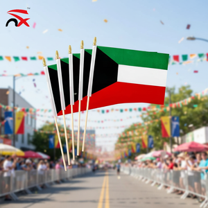 Drapeau du Koweït à agiter à la main, personnalisé, 10*15CM 14*21CM, avec mât en bois, pour encourager les jours nationaux et les matchs de football - Vente chaude - Product Image 5