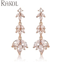 RAKOL EP5272 2026 Bijoux de mode Boucles d'oreilles pendantes classiques pour femmes en argent 925 en forme de feuille avec zircon cubique